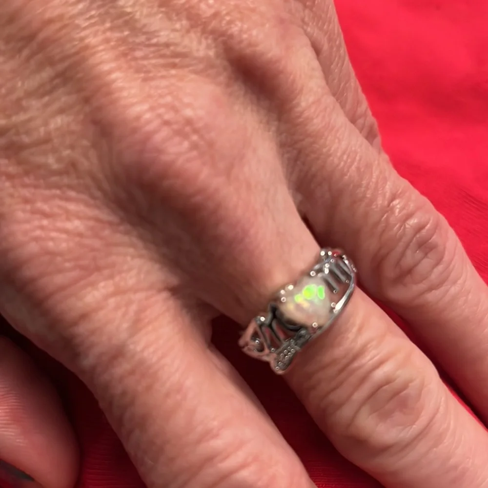 SOLD🧿🧿🧿🧿🧿🧿🧿SILVER FIRE 🔥 OPAL MOM 💍 RING 925 SZ.9🆕🏷️ - Picture 4 of 16
